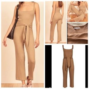 REFORMATION Kazu Camel Ribbed Jumpsuit Romper One Piece.
